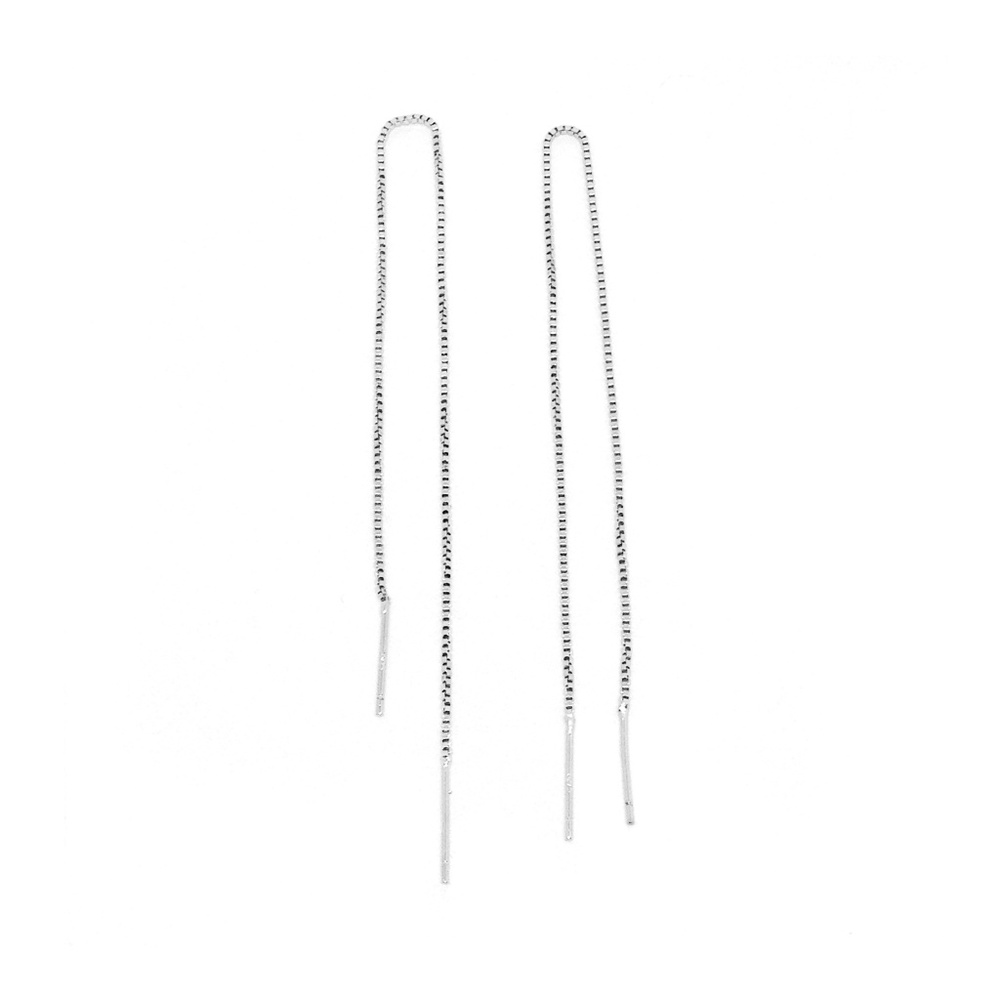 Earrings Medium Threader Chain Silver Plate
